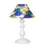 White & Blue Shade Table Lamp With Metal Base