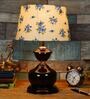 White & Blue Shade Table Lamp With Metal Base