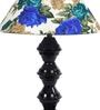 White & Blue Shade Table Lamp With Metal Base