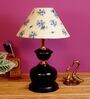 White & Blue Shade Table Lamp With Metal Base