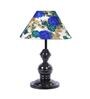 White & Blue Shade Table Lamp With Metal Base