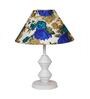 White & Blue Shade Table Lamp With Metal Base
