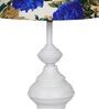 White & Blue Shade Table Lamp With Metal Base