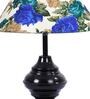 White & Blue Shade Table Lamp With Metal Base