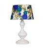 White & Blue Shade Table Lamp With Metal Base