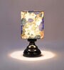 White & Blue Shade Table Lamp With Metal Base