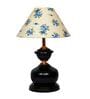 White & Blue Shade Table Lamp With Metal Base