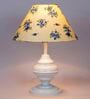 White & Blue Shade Table Lamp With Metal Base