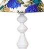 White & Blue Shade Table Lamp With Metal Base