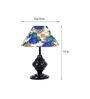 White & Blue Shade Table Lamp With Metal Base