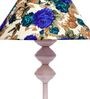 White & Blue Shade Table Lamp With Metal Base