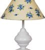 White & Blue Shade Table Lamp With Metal Base