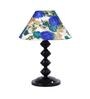 White & Blue Shade Table Lamp With Metal Base