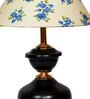 White & Blue Shade Table Lamp With Metal Base