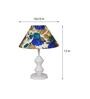 White & Blue Shade Table Lamp With Metal Base