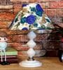 White & Blue Shade Table Lamp With Metal Base