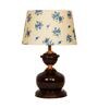 White & Blue Shade Table Lamp With Metal Base