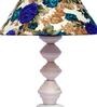 White & Blue Shade Table Lamp With Metal Base