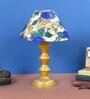 White & Blue Shade Table Lamp With Metal Base