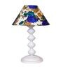 White & Blue Shade Table Lamp With Metal Base