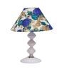White & Blue Shade Table Lamp With Metal Base