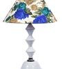 White & Blue Shade Table Lamp With Metal Base