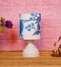White & Blue Shade Table Lamp With Metal Base