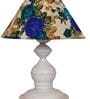 White & Blue Shade Table Lamp With Metal Base