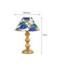 White & Blue Shade Table Lamp With Metal Base