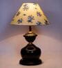 White & Blue Shade Table Lamp With Metal Base