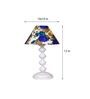 White & Blue Shade Table Lamp With Metal Base