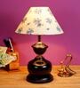 White & Blue Shade Table Lamp With Metal Base