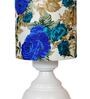 Wave White & Blue Fabric Shade Night Lamp With Metal Base
