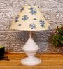 White & Blue Shade Table Lamp With Metal Base