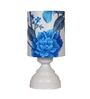 White & Blue Shade Table Lamp With Metal Base