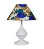 White & Blue Shade Table Lamp With Metal Base