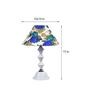 White & Blue Shade Table Lamp With Metal Base