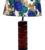 Livorno White & Blue Fabric Shade Night Lamp With Wood Base