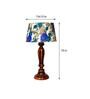 Lehr White & Blue Fabric Shade Night Lamp With Wood Base