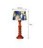 Lolita White & Blue Fabric Shade Night Lamp With Wood Base