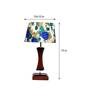 Madison White & Blue Fabric Shade Night Lamp With Wood Base