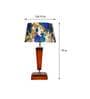 Demis White & Blue Fabric Shade Night Lamp With Wood Base