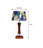 Charlotte White & Blue Fabric Shade Night Lamp With Wood Base