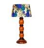 Romonov White & Blue Fabric Shade Night Lamp With Wood Base