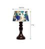 Aphro White & Blue Fabric Shade Night Lamp With Wood Base