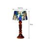Beverly White & Blue Fabric Shade Night Lamp With Wood Base