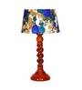 Avogadro White & Blue Fabric Shade Night Lamp With Wood Base