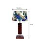 Livorno White & Blue Fabric Shade Night Lamp With Wood Base