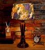 Lehr White & Blue Fabric Shade Night Lamp With Wood Base