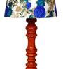 Frappe White & Blue Fabric Shade Night Lamp With Wood Base